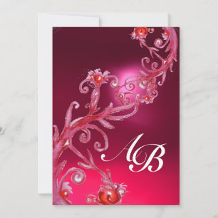Invitation BAIES MAGIQUES 4, MONOGRAMME rubis rouge