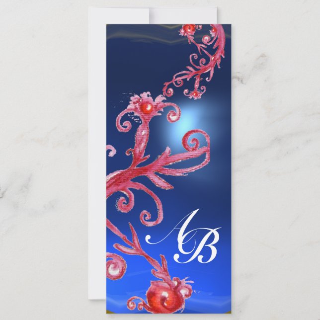 Invitation BAIES MAGIQUES 4, MONOGRAMME saphir rouge (Devant)