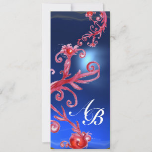 Invitation BAIES MAGIQUES 4, MONOGRAMME saphir rouge