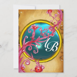 Invitation BAIES MAGIQUES 4, papier parchemin MONOGRAMME