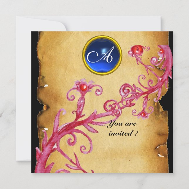 Invitation BAIES MAGIQUES  MONOGRAMME,  bleu (Devant)