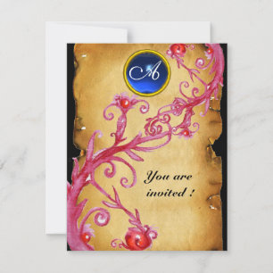 Invitation BAIES MAGIQUES MONOGRAMME, bleu