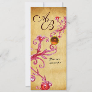 Invitation BAIES MAGIQUES MONOGRAMME Parchemin Agate Orang
