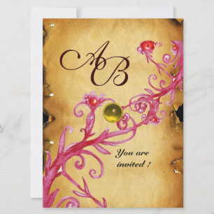 Invitation BAIES MAGIQUES  MONOGRAMME  Parchemin Topaze jaune
