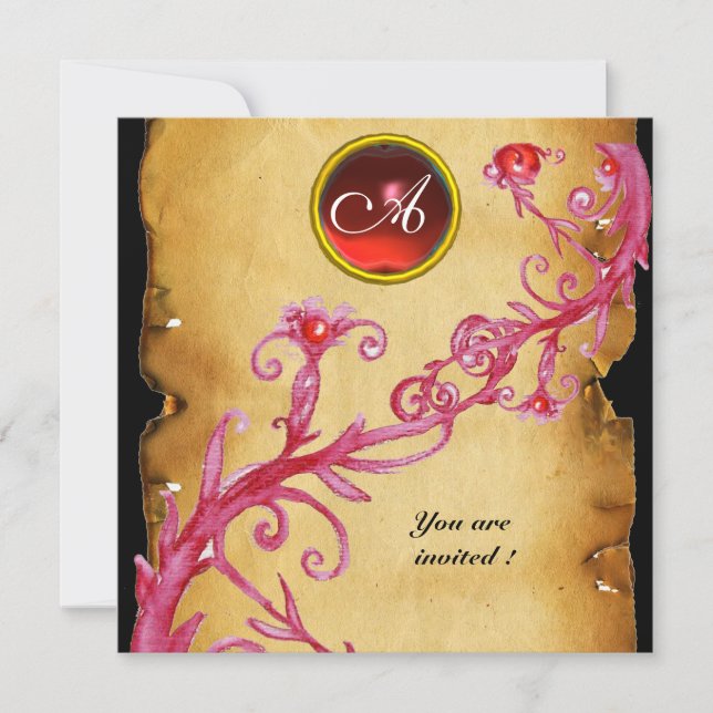 Invitation BAIES MAGIQUES  MONOGRAMME,  rouge (Devant)