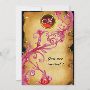 Invitation BAIES MAGIQUES MONOGRAMME, rouge