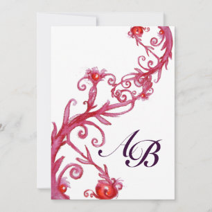 Invitation BAIES MAGIQUES, MONOGRAMME rouge avec