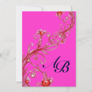 Invitation BAIES MAGIQUES, MONOGRAMME rouge pourpre