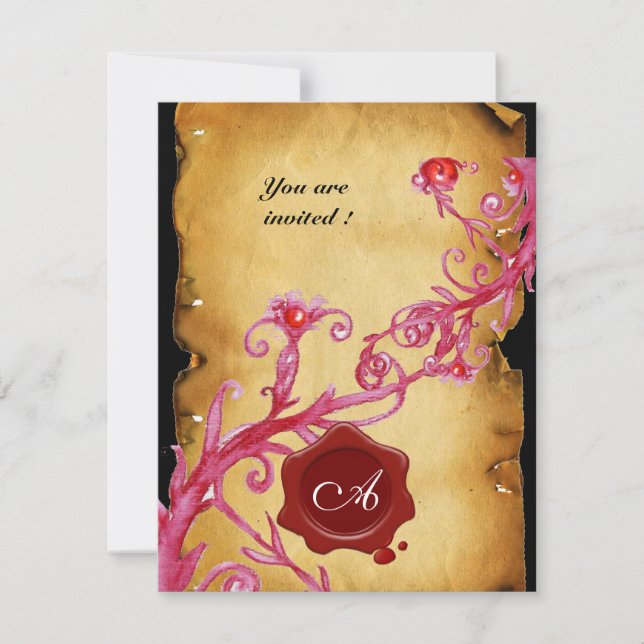 Invitation BAIES MAGIQUES  MONOGRAMME, sceau de vax (Devant)