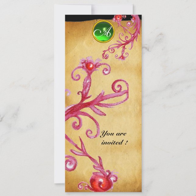 Invitation BAIES MAGIQUES  MONOGRAMME,  vert (Devant)