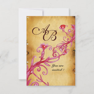 Invitation BAIES MAGIQUES sceau de cire parchemin monogramme