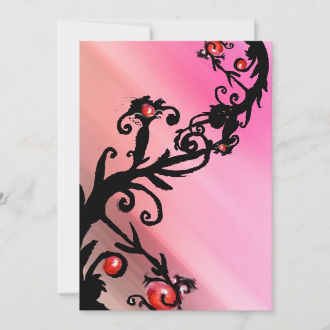 Invitation BAIES MAGIQUES, soie rouge blanc (Devant)