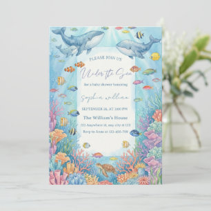 Invitation Baignade d'animaux de l'océan à l'aquarelle pour b
