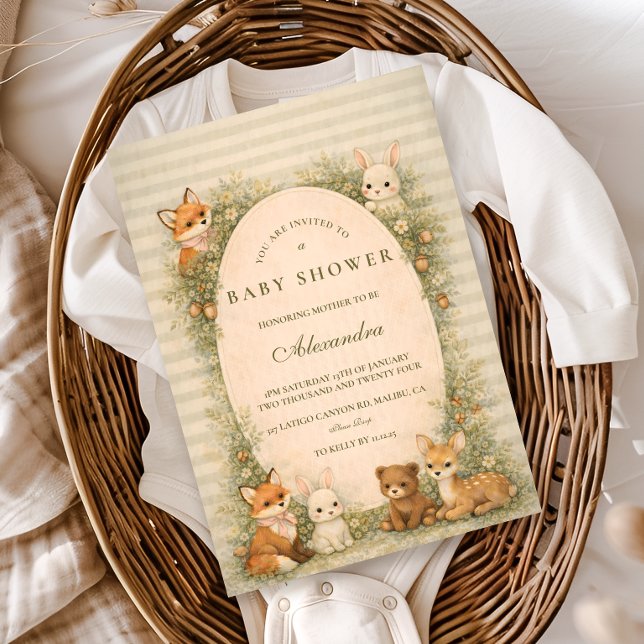 Invitation Baignade de Bébé Animaux de la Forêt de Contes de  (Créateur téléchargé)