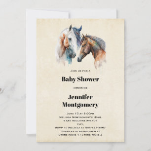 Invitation Baignade de chevaux à l'aquarelle Baby Shower Bohè