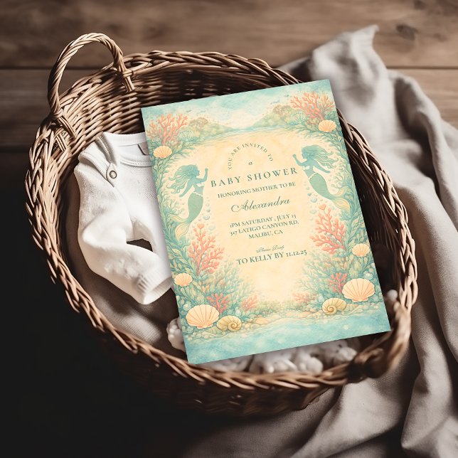 Invitation Baignade de sirène enchantée pour bébé (Créateur téléchargé)