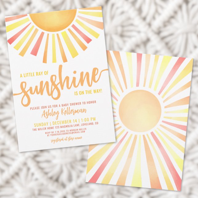 Invitation Baignade de soleil jaune bohème Baby Shower (Sunshine Happy Yellow Boho Sun Baby Shower Invitation)