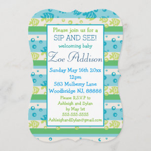 Invitation Baignade Fishies Bébé Sip et voir
