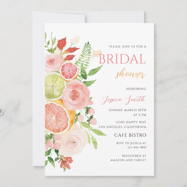 Invitation Baigne de Citron Floral pour la Mariée (Devant)