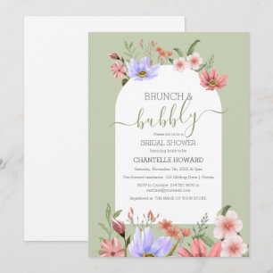 Invitation Baigne de fleurs sauvages aquarelle Bohème pour un