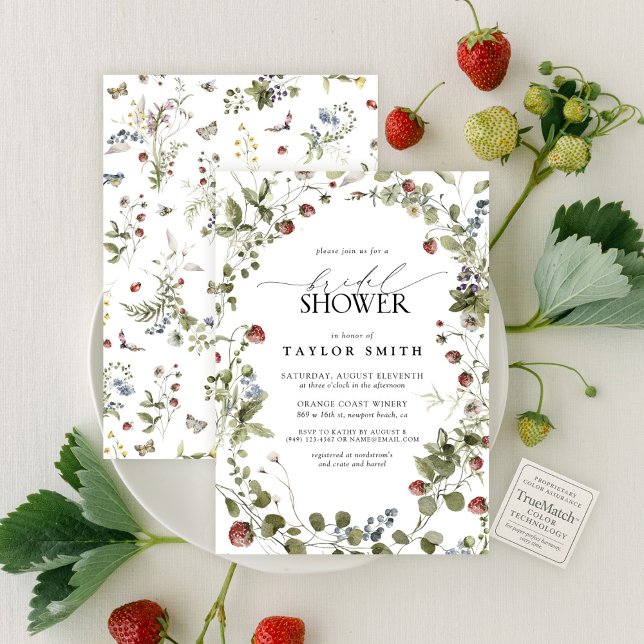 Invitation Baigne de fraises aquarelle estivale pour mariage (Créateur téléchargé)
