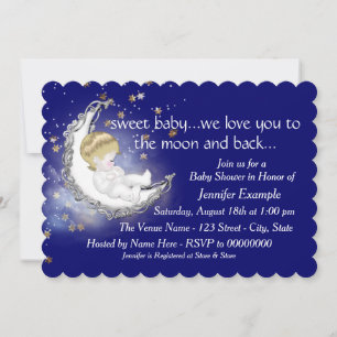 Invitation Baignée Bébé Lune et Retour