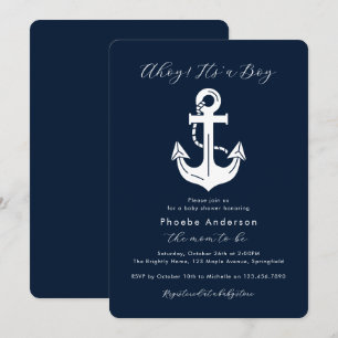 Invitation Baignée Bébé Nautique de la Marine Ahoy C'est un G