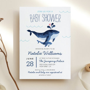 Invitation Baignée de Bébé Baleines Nautiques Sous la Mer