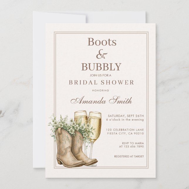 Invitation Baigneurs et Bulles Fleuris Champagne Enterrement  (Devant)