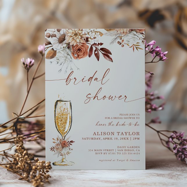 Invitation Baigneuse Bohème Terracotta Champagne Doré Mariage (Créateur téléchargé)