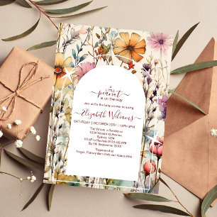 Invitation Baigneuse de bébé Fleurs sauvages aquarelle botani