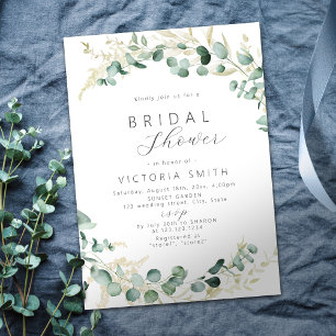 Invitation Baigneuse de mariage bohème vert sauge eucalyptus