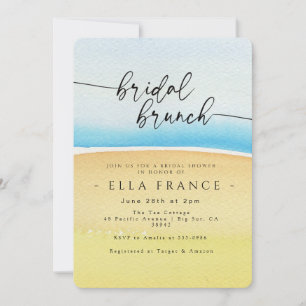 Invitation Baigneuse de mariage minimaliste aquarelle océan