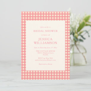 Invitation Baigneuse de mariage rose à carreaux Gingham vinta