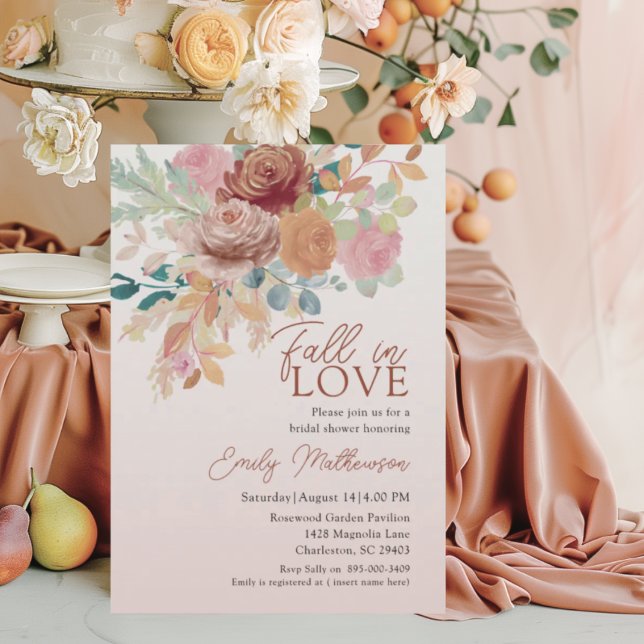 Invitation Baigneuse Terracotta & Blush Floral pour une Marié (Créateur téléchargé)