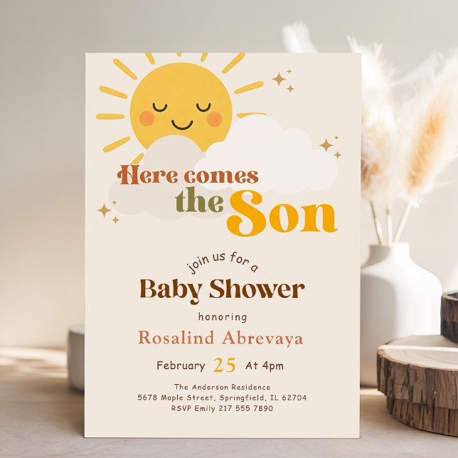 Invitation Baignez dans le soleil Bébé arrive Shower Rétro (Créateur téléchargé)