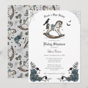 Invitation Baignoire à bascule florale gothique bleue pour Ba
