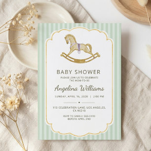 Invitation Baignoire à Bascule Vintage Vert Menthe Baby Showe