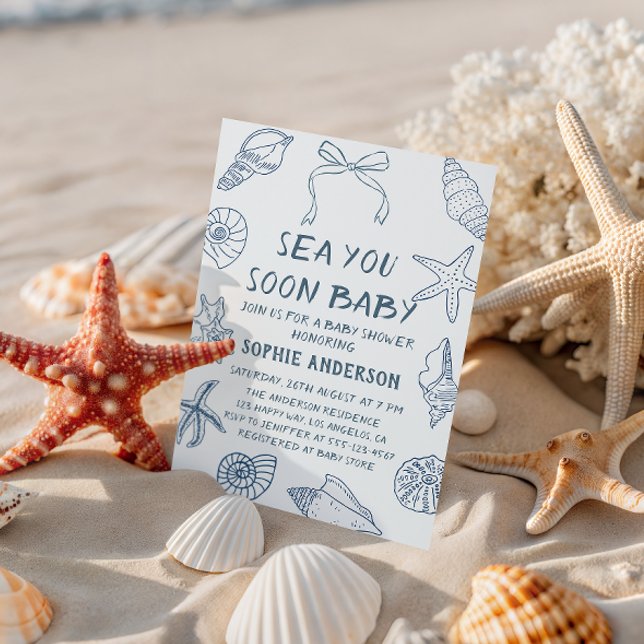 Invitation Baignoire “À bientôt bébé” Shower de bébé nautique (Créateur téléchargé)