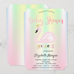 Invitation Baignoire adorable cygne iridescent holographique