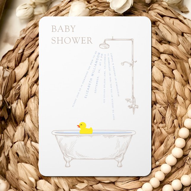Invitation Baignoire Baby shower canard genre Neutre (Créateur téléchargé)