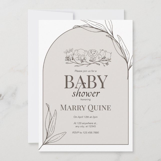 Invitation Baignoire de bébé à la typographie chic  (Devant)