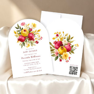 Invitation Baignoire de Grenade et Fleurs Élégantes pour Baby