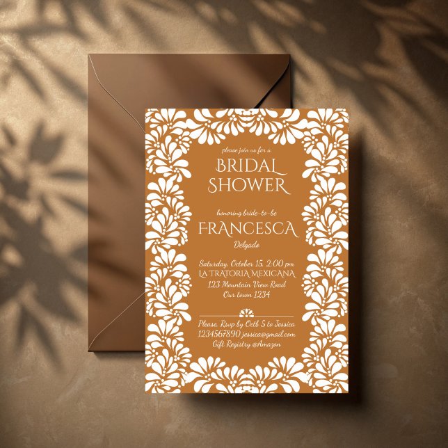 Invitation Baignoire de mariage en terre cuite de Talavera me (Elegant vintage Mexican talavera terracotta bridal shower invitation template instant download)
