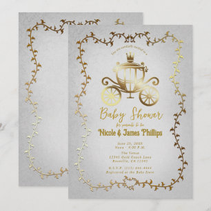 Invitation Baignoire élégante dorée histoire blanche pour béb