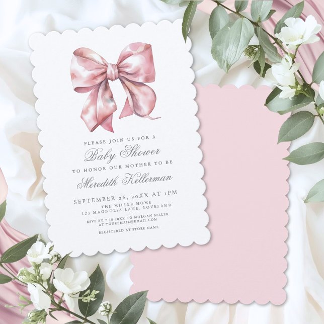 Invitation Baignoire garçon à ruban rose (Pink Bow Boy Shower Invitation)