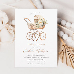 Invitation Baignoire vintage pour bébé Fête prénatale mixte