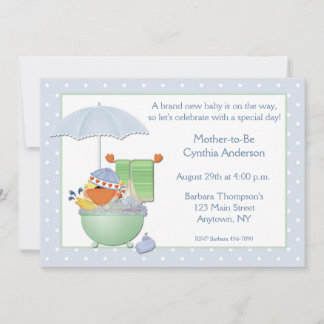 Invitation Bain à canard bleu Baby shower