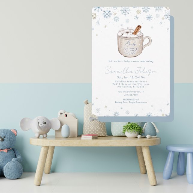 Invitation Bain Bébé Bleu Poussiéreux Il Fait Froid Dehors (Créateur téléchargé)