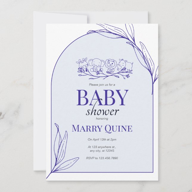 Invitation Bain de bébé à la typographie Chic  (Devant)